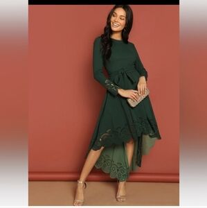Shein Green scalloped trim dress